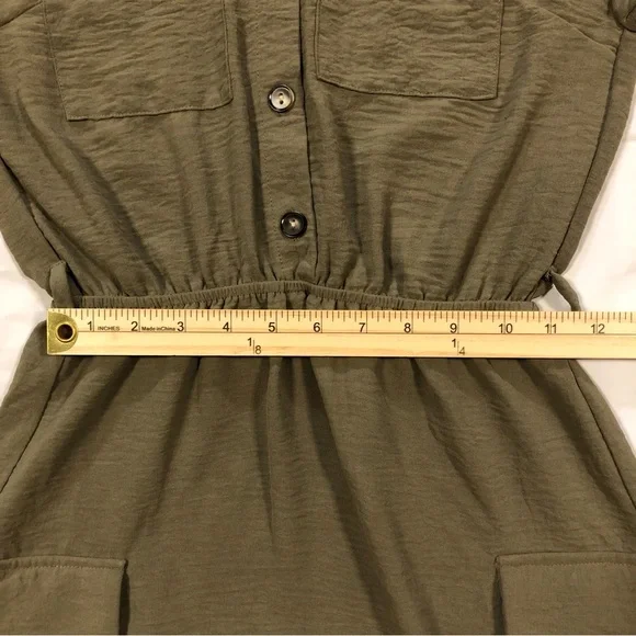 Monteau Short Sleeve Elastic Waist Pullover Collared Thyme Green Dress size XS - Picture 5 of 10